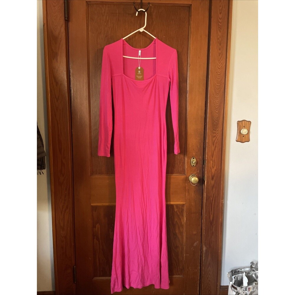 REORIA Women's Basic Summer Casual Lounge Long Dress Elegant Long Sleeve XL NWT - Picture 1 of 10